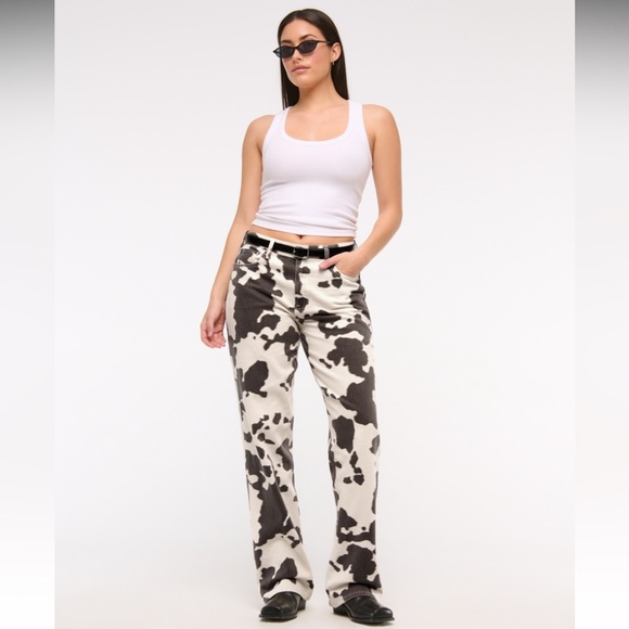 Abercrombie & Fitch Pants - NWT Abercrombie and fitch cow print Curve Love Low Rise Baggy Jean size 30